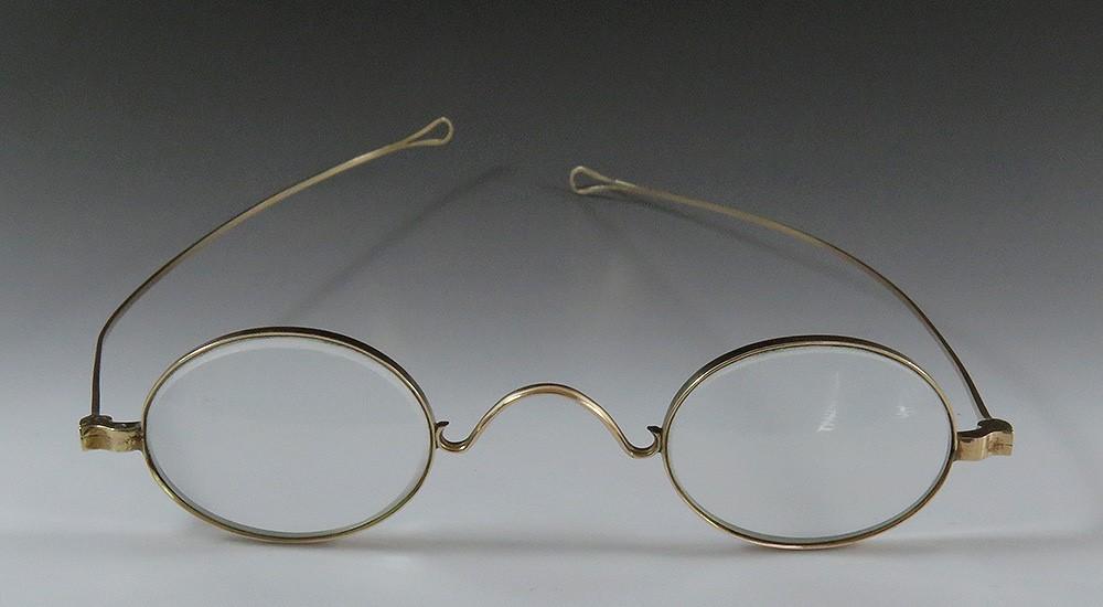 Great Pair 1868 Antique American 10k Yellow Gold Eyeglasses Spectacles Glasses