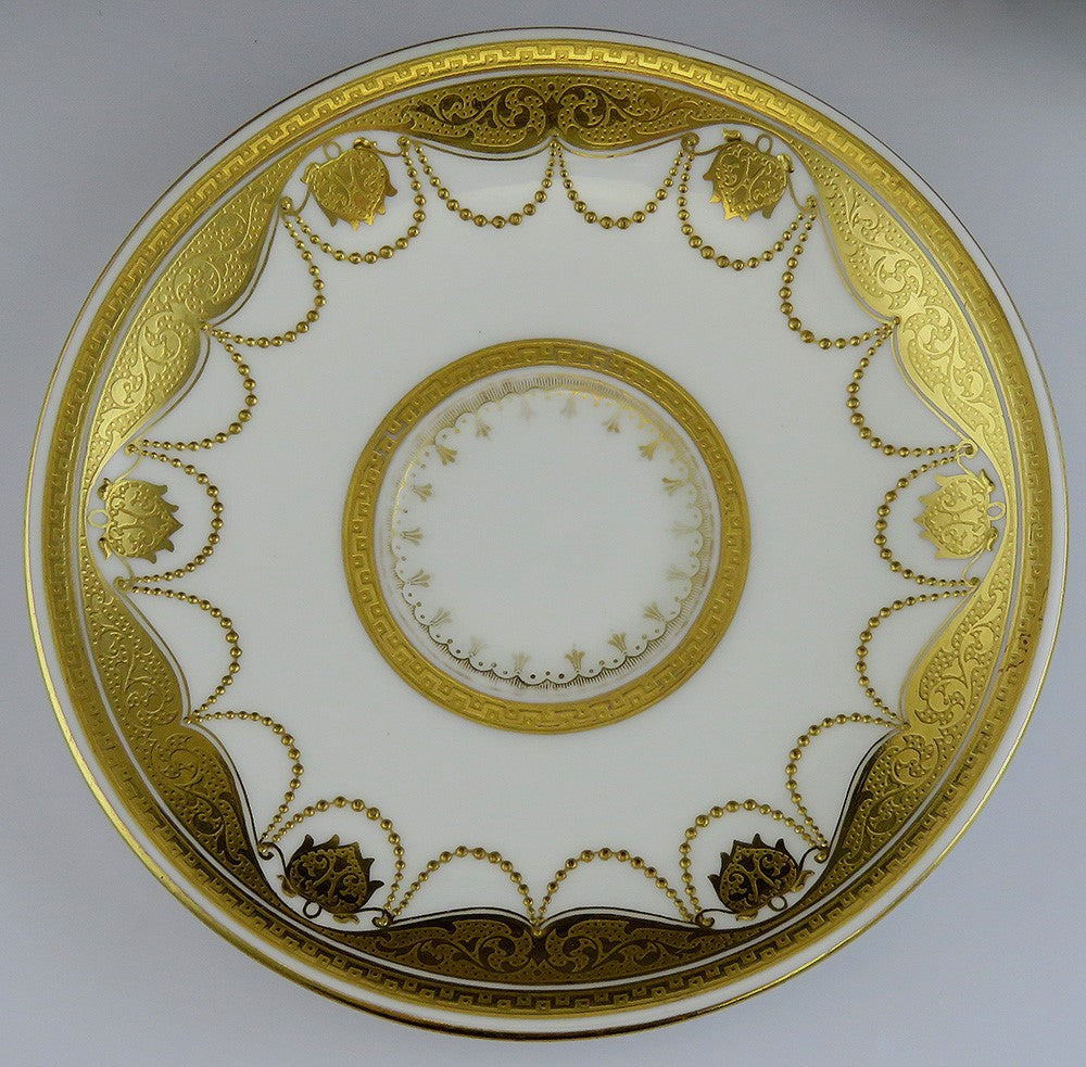 12 Antique 1920s Royal Doulton Gold Gilded Porcelain Tea Cup Saucers 6 1/8"