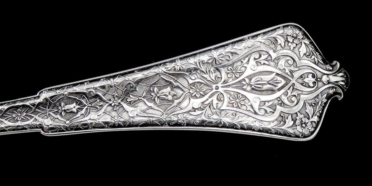Tiffany & Co Persian 1872 Sterling Silver Gold Bowl Large Serving Scoop Spoon