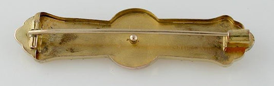 Antique Etruscan Revival Italian 14k Yellow Gold Pin c1860s Brooch