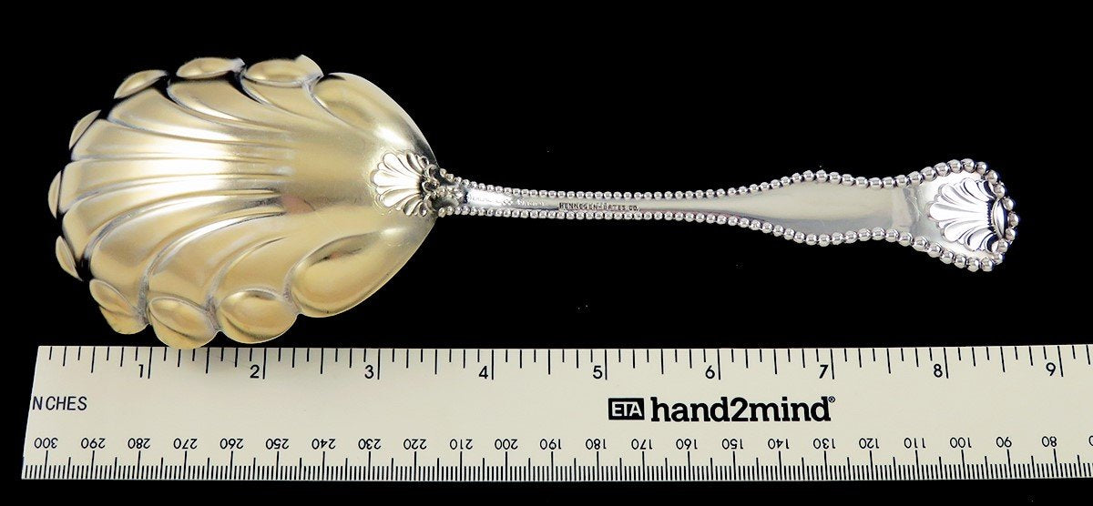 Antique Sterling Silver Dominick Haff Charles II Gold Bowl Serving Spoon 8 7/8"