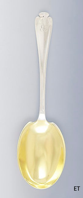 Large Tiffany & Co Flemish Sterling Silver Serving Spoon Gold Wash 9 1/8"