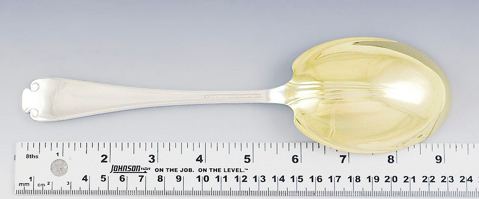 Large Tiffany & Co Flemish Sterling Silver Serving Spoon Gold Wash 9 1/8"
