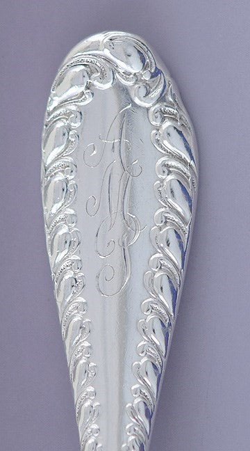 Fine set 6 Shiebler Sterling Silver Victoria Bouillon Round Bowl Soup Spoons