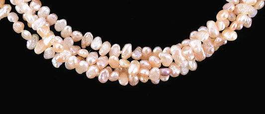 Adorable Collar-Style Real Peach-Pink Pearl Necklace w/ 14k Yellow Gold Clasp