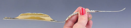 1850s Antique American Coin Silver Gold Wash Twist Fish Slice/Server 11 1/4"