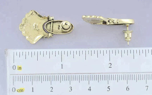 Elegant 14k Yellow Gold Victorian Style Drop Dangle Earrings