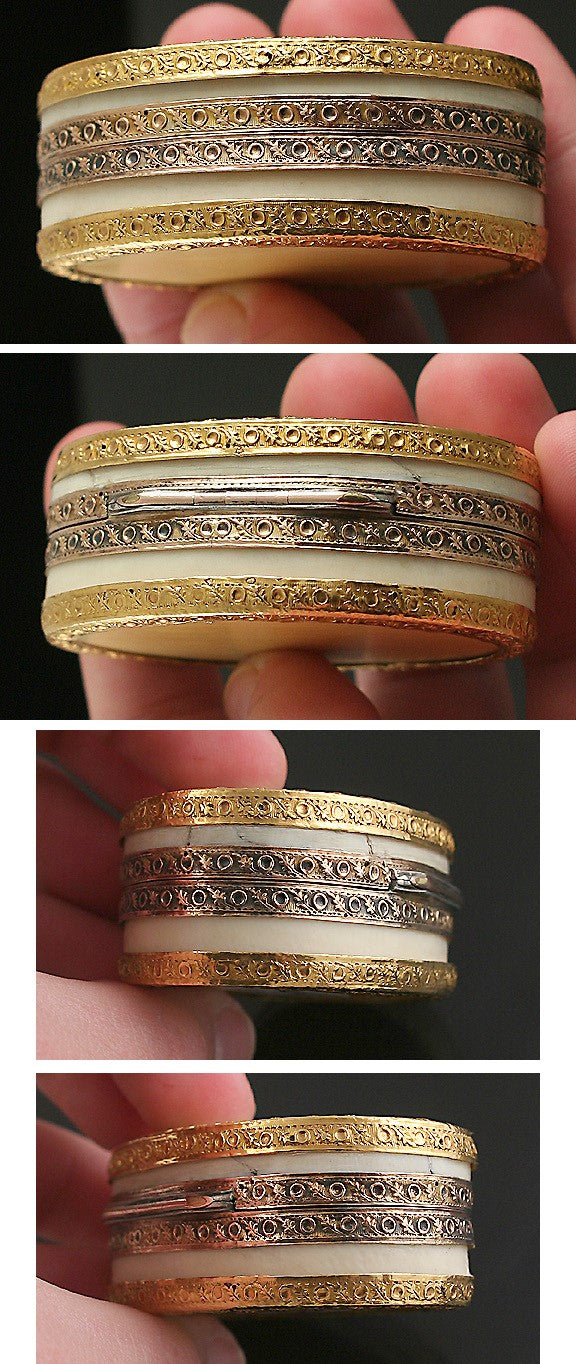 French 18k Gold Box With Miniature Rose Painting c1783
