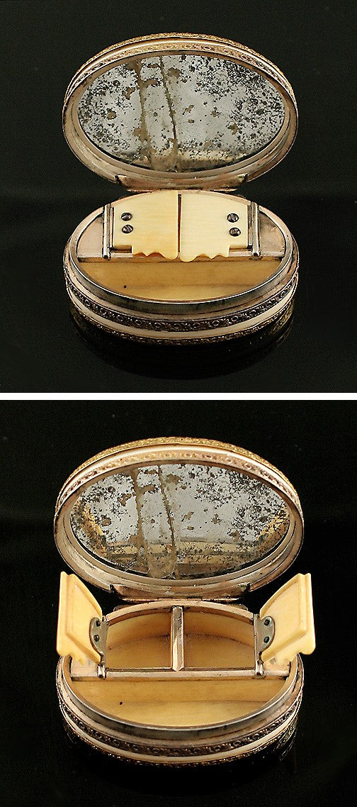 French 18k Gold Box With Miniature Rose Painting c1783