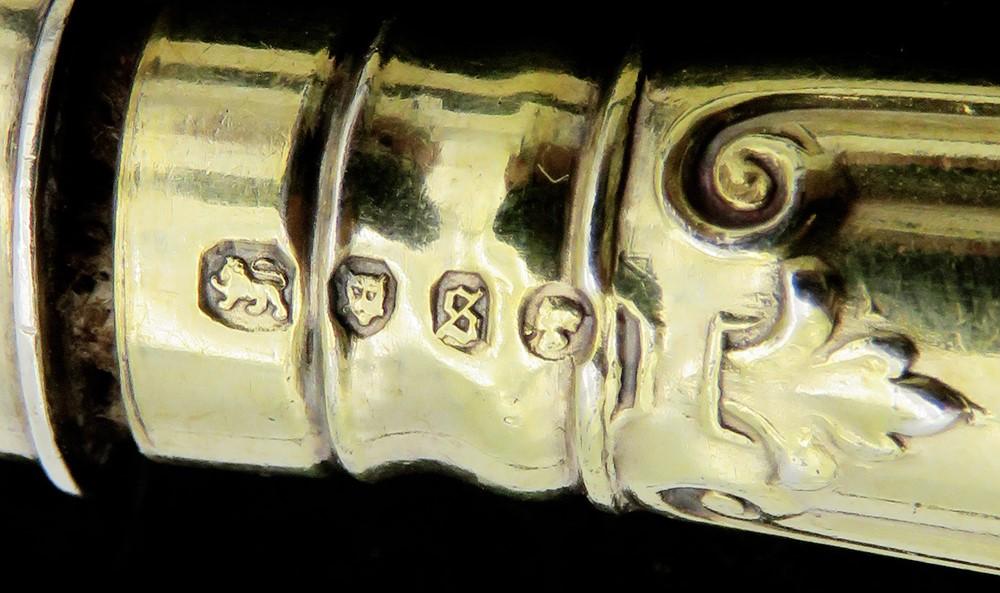 Fabulous English Sterling Silver Gilded Knife Greco-Roman Pattern 1873