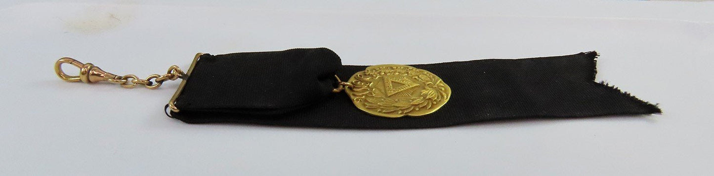 Rare Antique c1905 10k Yellow Gold YMCA Medal Medallion On Ribbon
