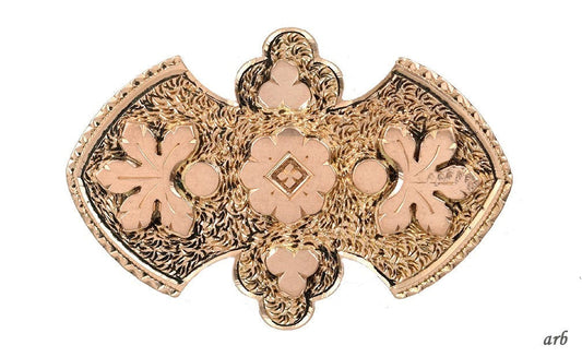 Sparkling Victorian 14k Yellow Gold/GF Pin Hand Chased Engraved Floral Motif