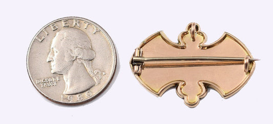 Sparkling Victorian 14k Yellow Gold/GF Pin Hand Chased Engraved Floral Motif