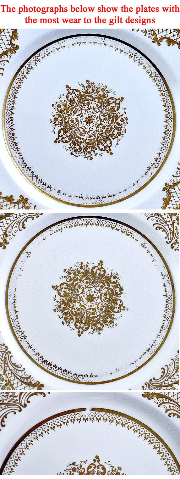 Best 12 Royal Doulton Gilt Porcelain RA2600 Dinner Plates