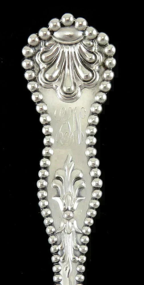 Antique c1900 Sterling Silver Dominick & Haff Charles II Gilt Bowl Serving Spoon