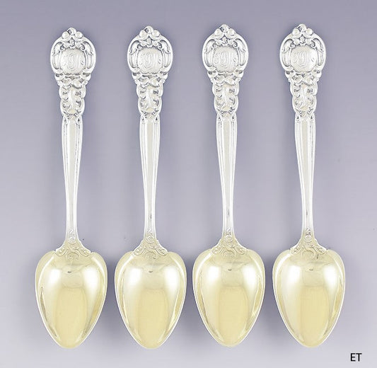 4 Gorham Gold Sterling Silver Royal Oak 1902 Dessert Fruit Spoons 5 1/2"