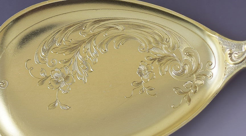 Fab German Bruckmann Gilt Silver 18pc Dessert Set 17 Spoons Server