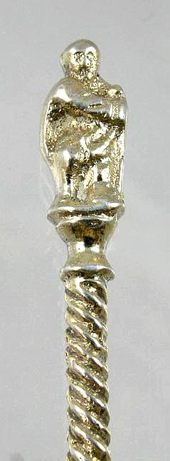 5 Antique 19th Century Gilt Silver Apostle Saint Spoons 4 1/8"