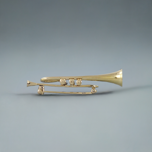 14k Gold Trumpet Pin/Brooch w/Moving Buttons