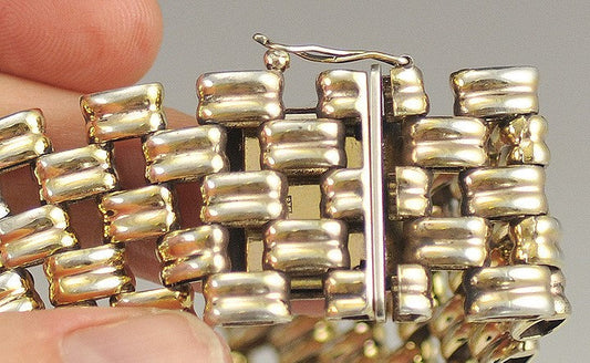 Wonderful Vintage Silver with Gold Wash Woven Texture European Bracelet