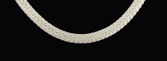 Gorgeous Modern Sterling Silver Snakelike Woven Chain Made by Milor, Italy