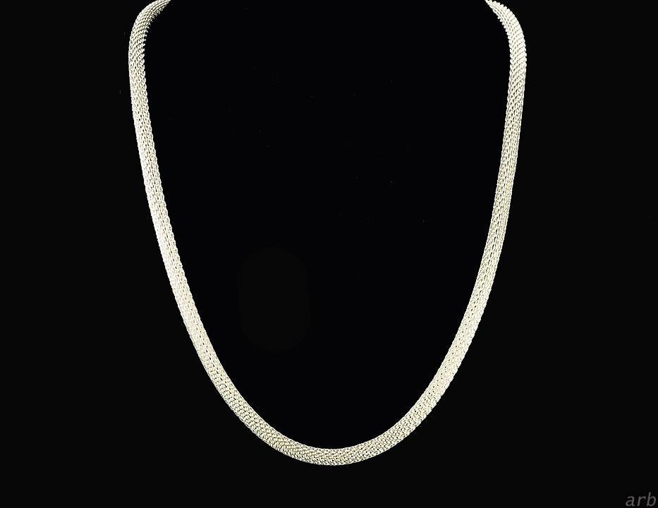 Gorgeous Modern Sterling Silver Snakelike Woven Chain Made by Milor, Italy