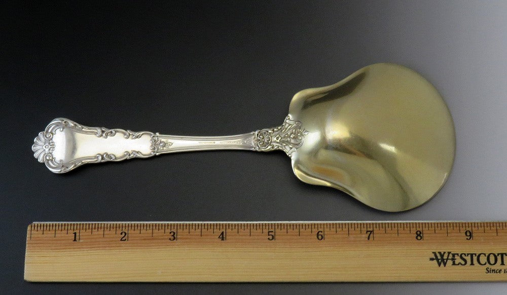 Antique Sterling Silver Gorham Old Baronial 1898 Large Gilded Serving Spoon 9"