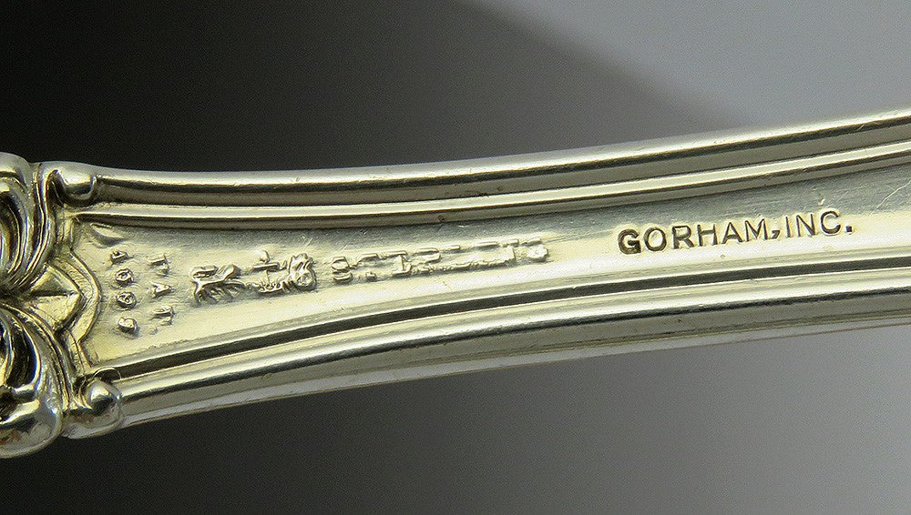 Antique Sterling Silver Gorham Old Baronial 1898 Large Gilded Serving Spoon 9"