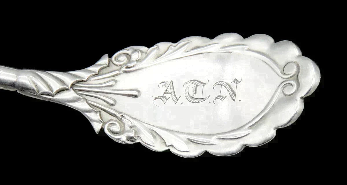 Antique Gorham Grecian Sterling Silver Gold Pierced Bowl Berry Strainer Ladle