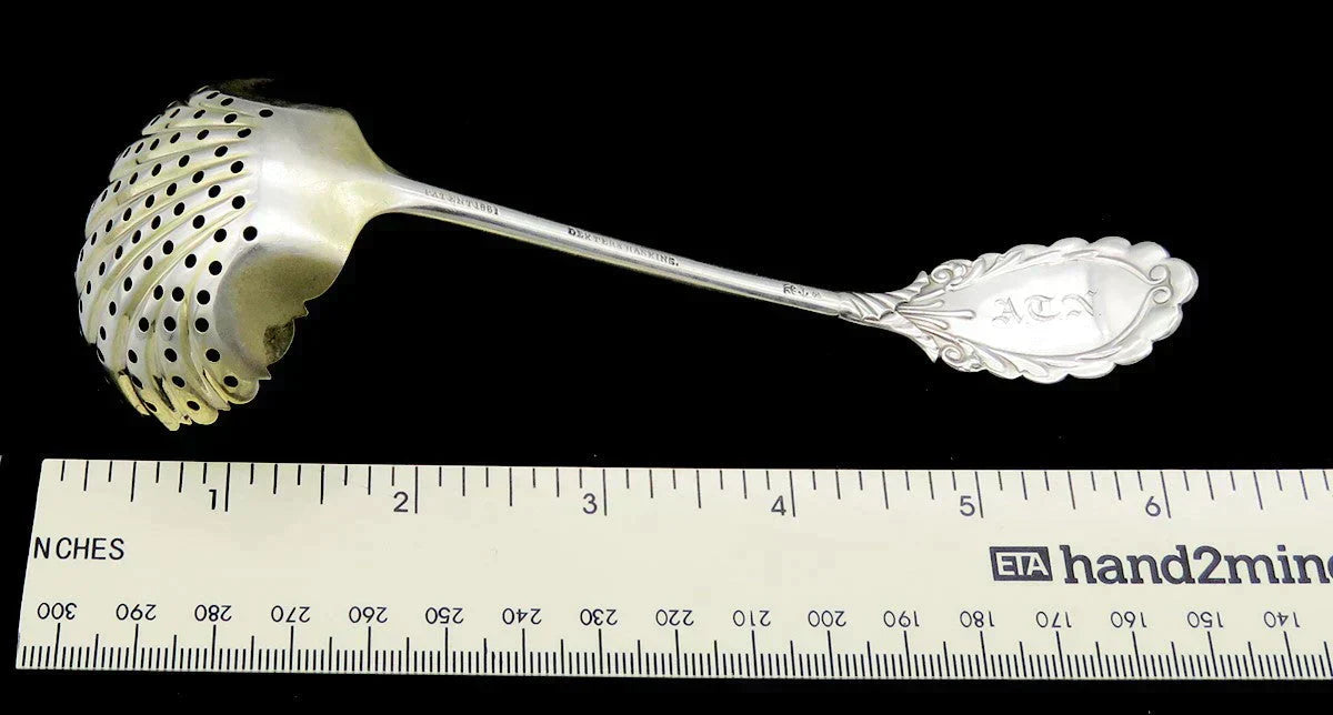 Antique Gorham Grecian Sterling Silver Gold Pierced Bowl Berry Strainer Ladle