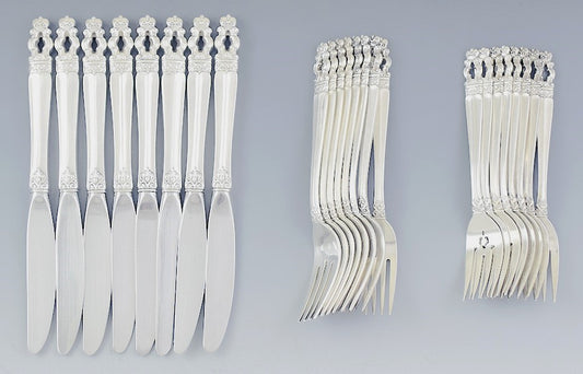 Gorham Sterling Silver Hispana-Sovereign 42pc Flatware Set Service for 8