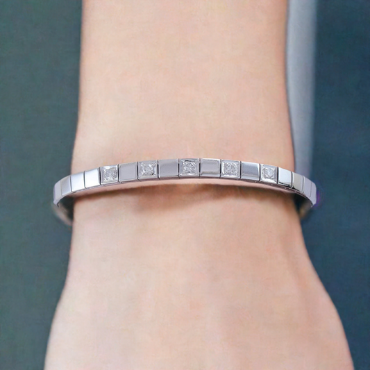 Elegant c1930s 14k White Gold ~.33ct Diamond Square Link Bracelet