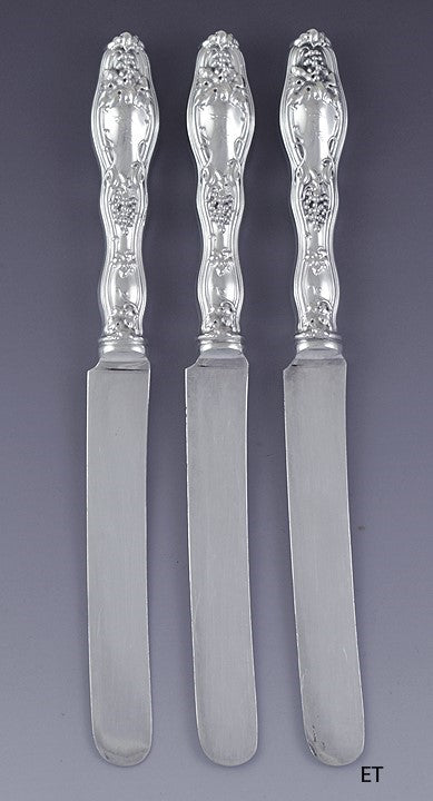 3 Vintage International Cloeta c1905 Sterling Silver Dinner Knives