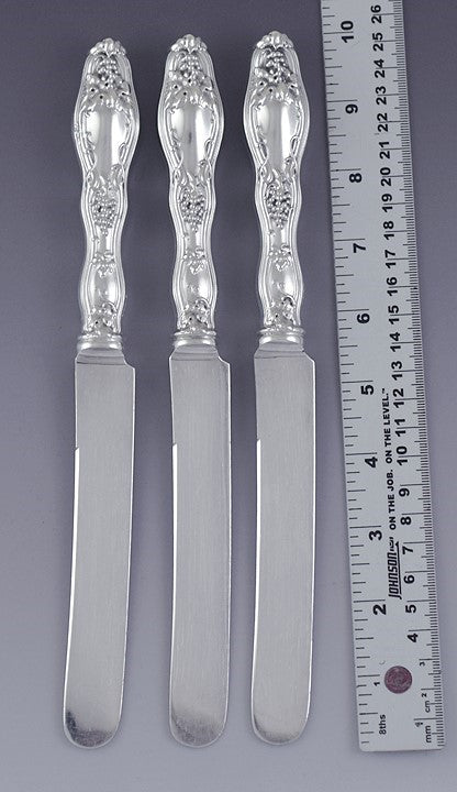 3 Vintage International Cloeta c1905 Sterling Silver Dinner Knives