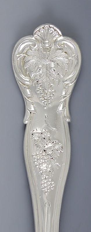 Quality Pair Victorian English Sterling Silver Serving Spoons Grapevine 1892