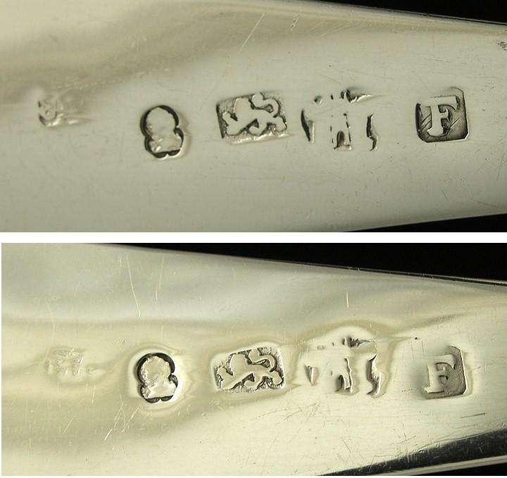 Antique 1802 English Gold Wash Sterling Silver Hand Chased Fruit Serving Spoons