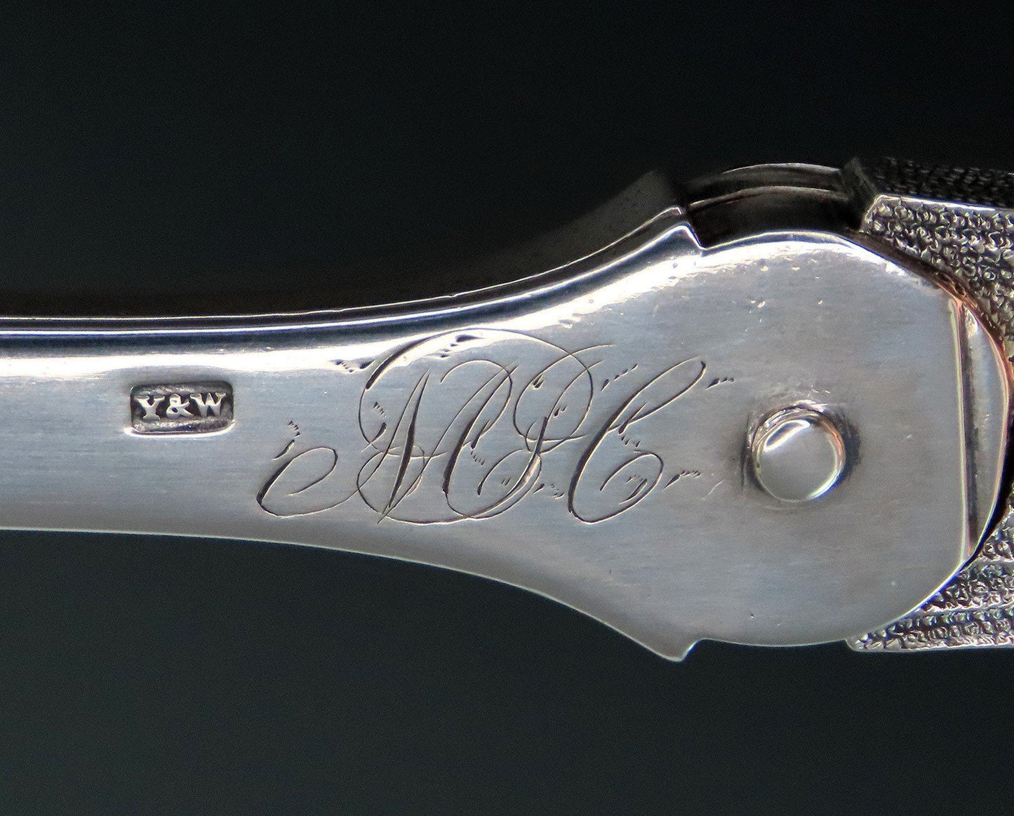 Great c 1845 Sterling Silver Grape Scissors High Relief Leaves 7 1/4"