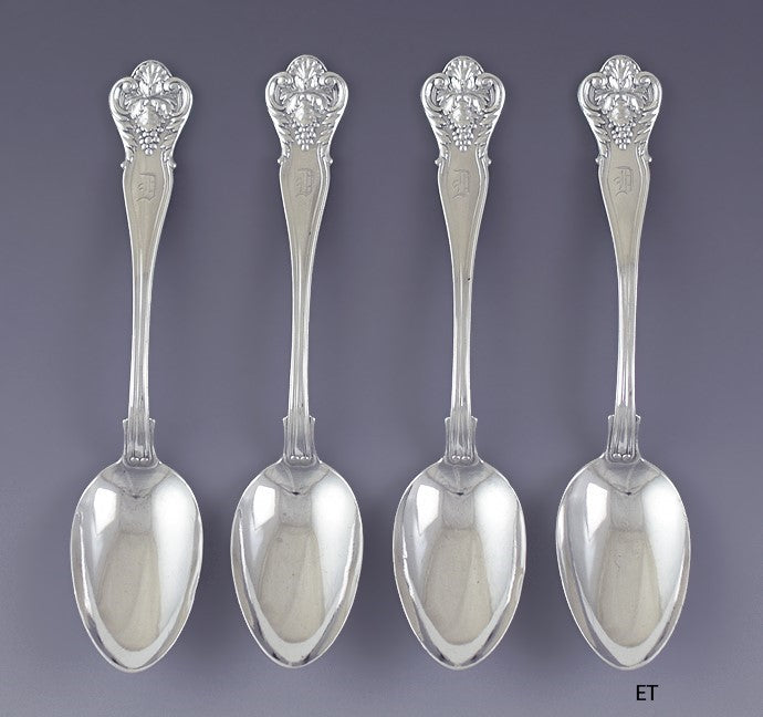 Fab set 4 Durgin Sterling Silver New Vintage Teaspoons Coffee Spoons D Mono