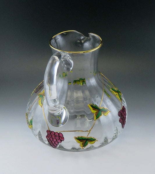 Beautiful Antique Art Nouveau Victorian Grape Clusters Vines Water Pitcher