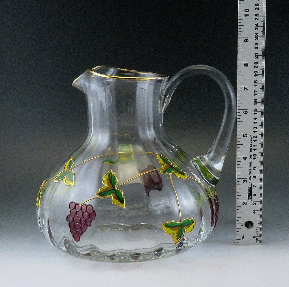 Beautiful Antique Art Nouveau Victorian Grape Clusters Vines Water Pitcher