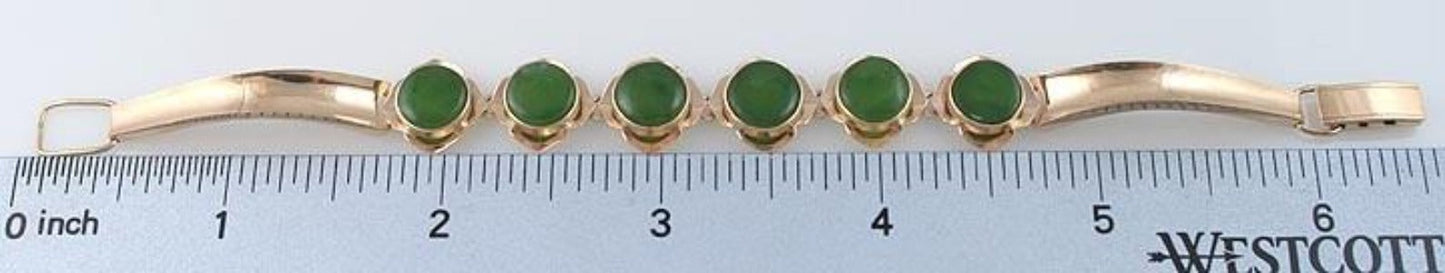 Well Made 18k Gold Nephrite Jade Bracelet C1950s
