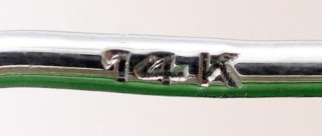 14k White Gold & Carved Green Sardonyx Cameo Stickpin