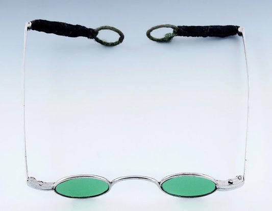 Rare c1780-1810 American Oval Green Glass Spectacles Sunglasses Eye Glasses
