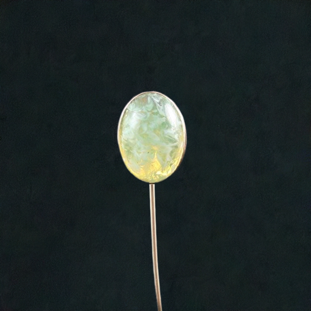 Neat American 10k Gold & Green Glass Stone Stickpin C1910