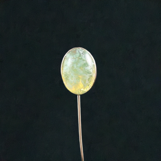 Neat American 10k Gold & Green Glass Stone Stickpin C1910