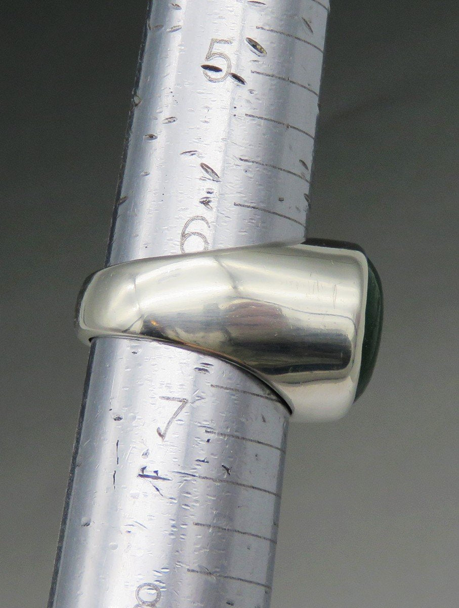 Nice VTG Artisan Sterling Silver Green Aventurine Oval Cabochon Gemstone Ring