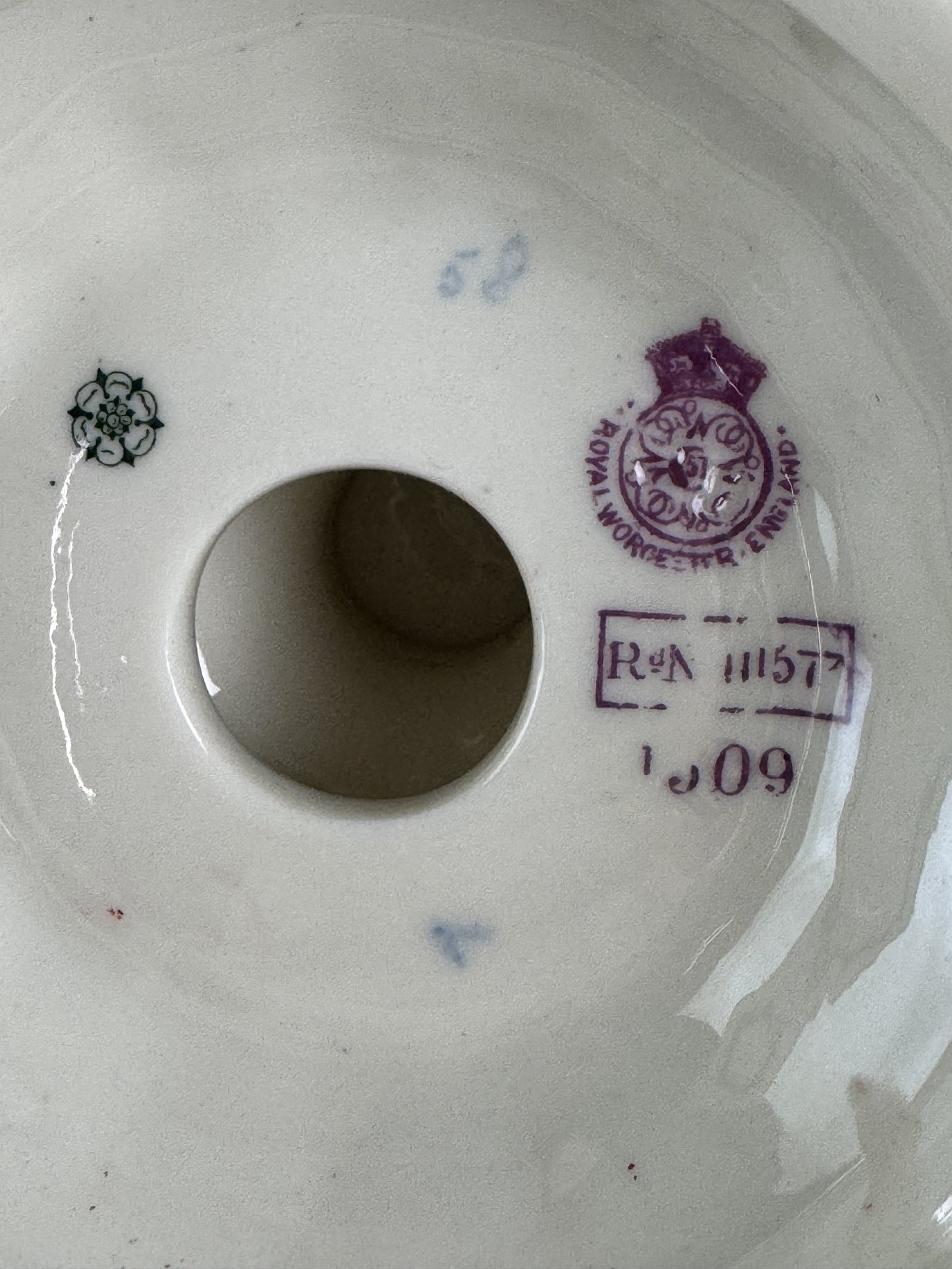Superb 1894 Royal Worcester Green Gold 16" Ewer Pitcher Vase Tudor Rose Mark