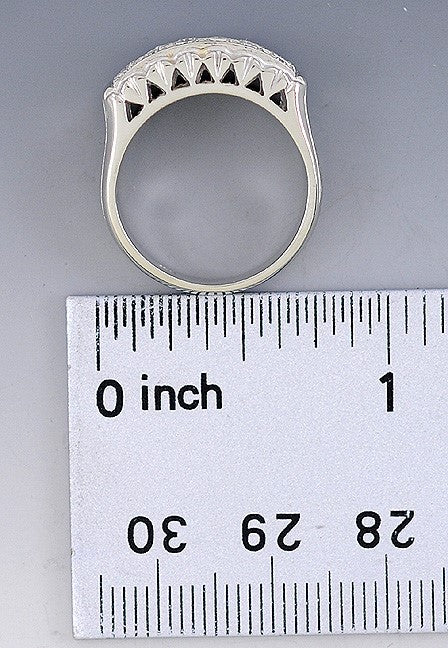Modern Beautiful 18k White Gold & Two-Row Diamond Ring ~.60ct tdw