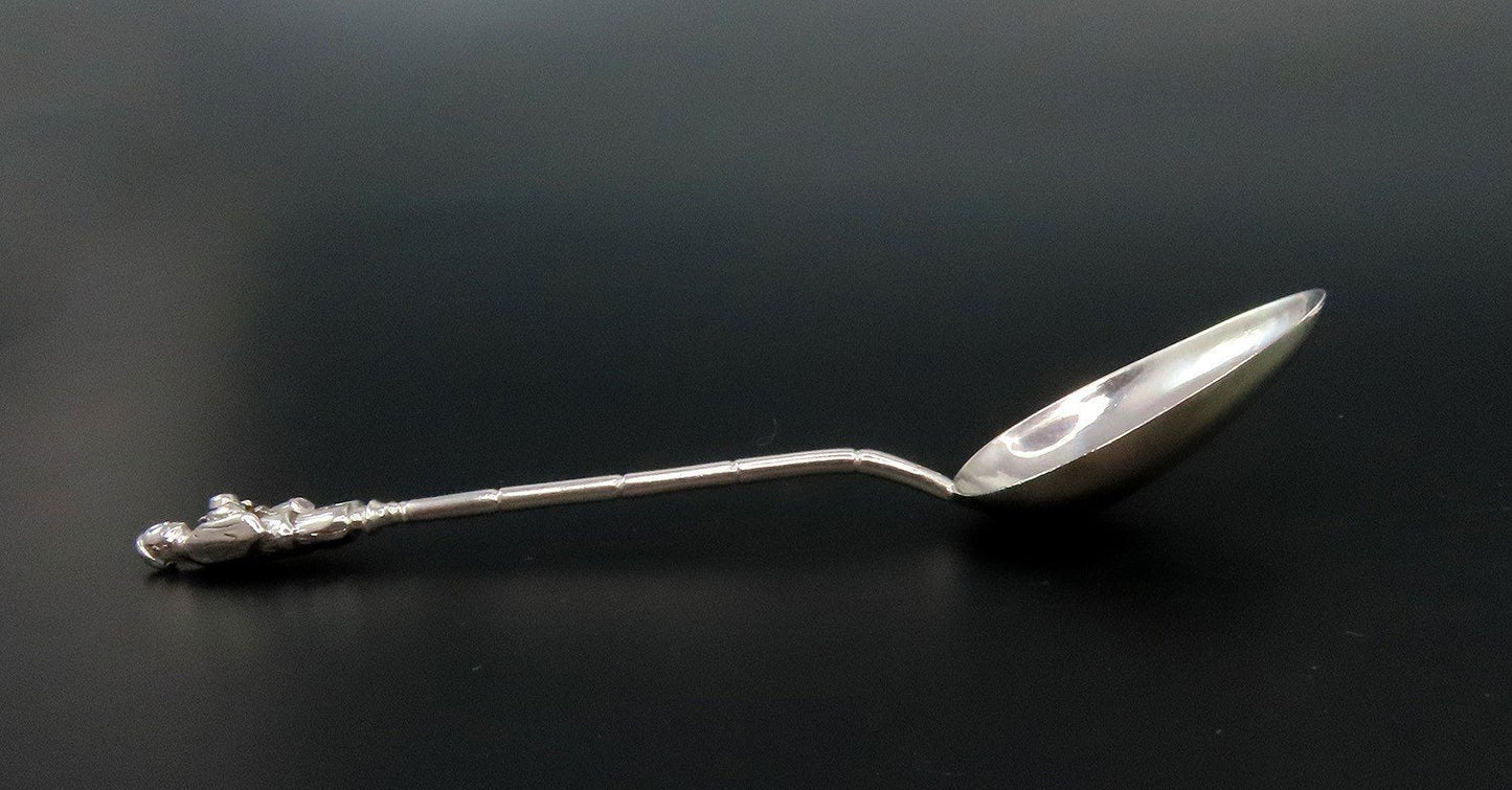 10 Antique Chinese Silver Figural Handles Demitasse Coffee Spoons 4 1/2"
