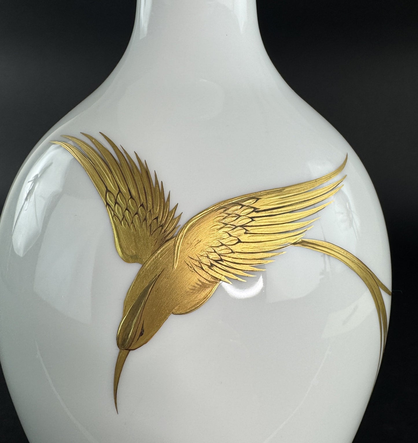 Beautiful Heinrich H Co Selb Bavaria Hand Painted Gold Gilt Birds Vase